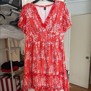 Floral Red Dress
